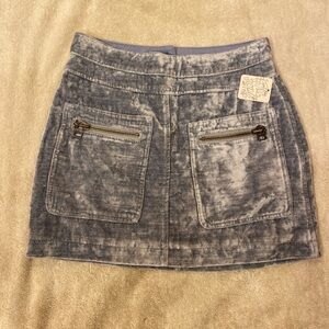 Free People Crushed Velvet Mini Skirt Light Blue Size 0 NWT